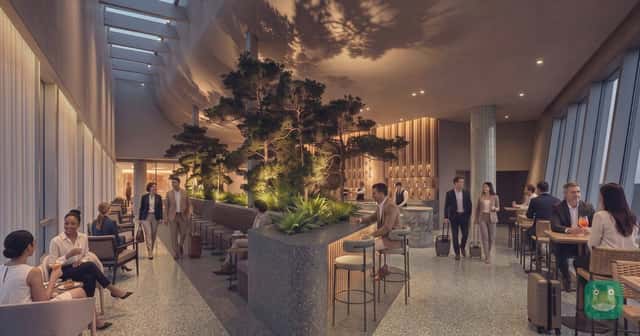 Rendering of the Terrace Bar at the planned Centurion Lounge at Newark Liberty (EWR), expected in 2027