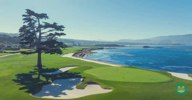 The 18th hole at Pebble Beach Golf Links. Pebble Beach packages joined Atmos Rewards Unlocked, Alaska's points-for-experiences marketplace, in October 2026.