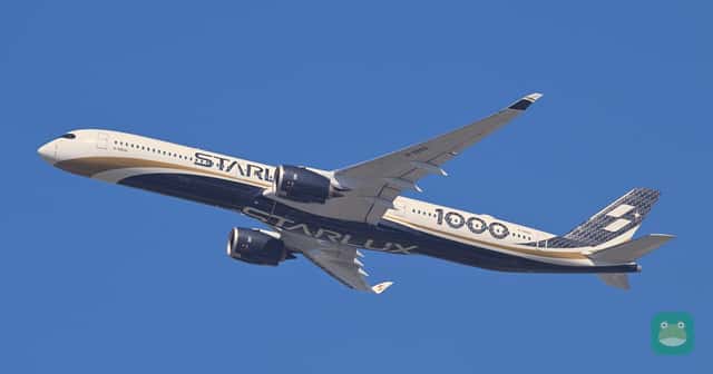 A STARLUX Airlines Airbus A350-1000 departing Taoyuan
