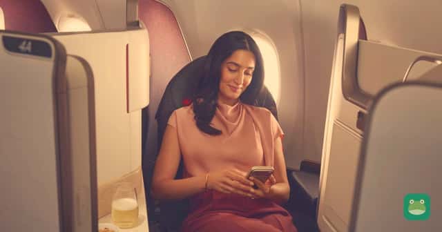 An Air Canada business-class cabin. Aeroplan's targeted buy-points sale pays up to 90% extra through October 29, 2026. Representative airline photo.